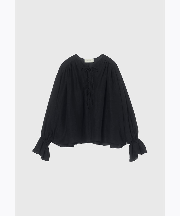 LINEN LACE UP BLOUSE / リネンレースアップブラウス