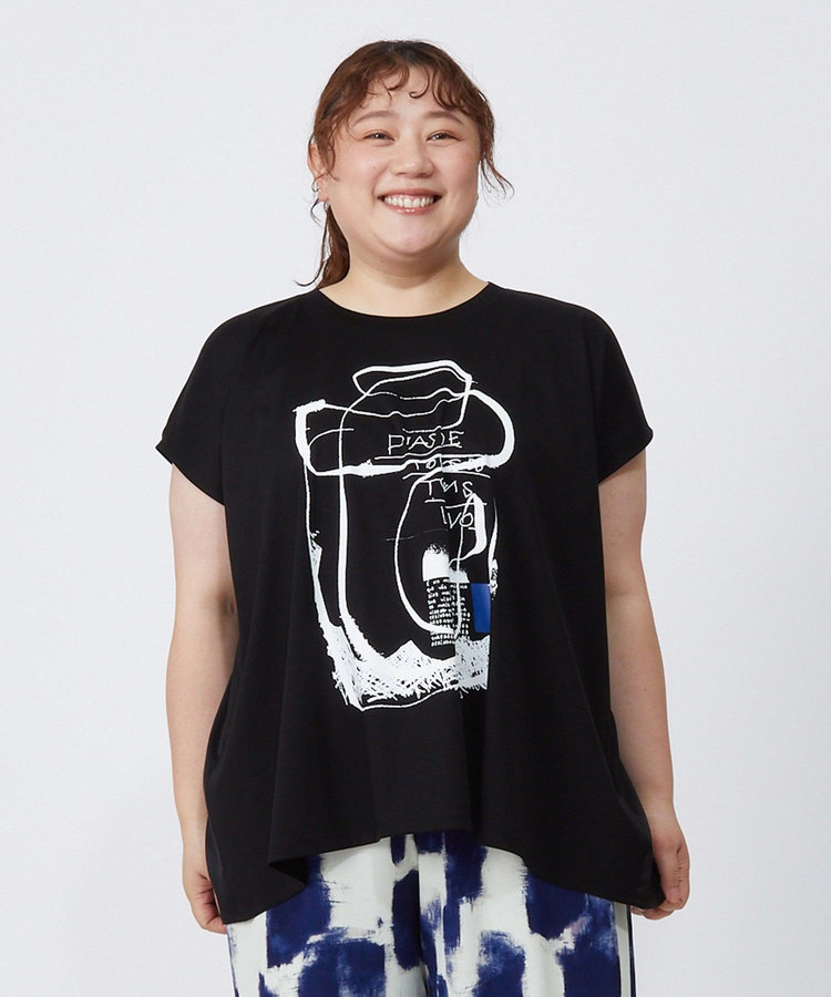 【大きいサイズ】コットンスムースプリントTシャツ