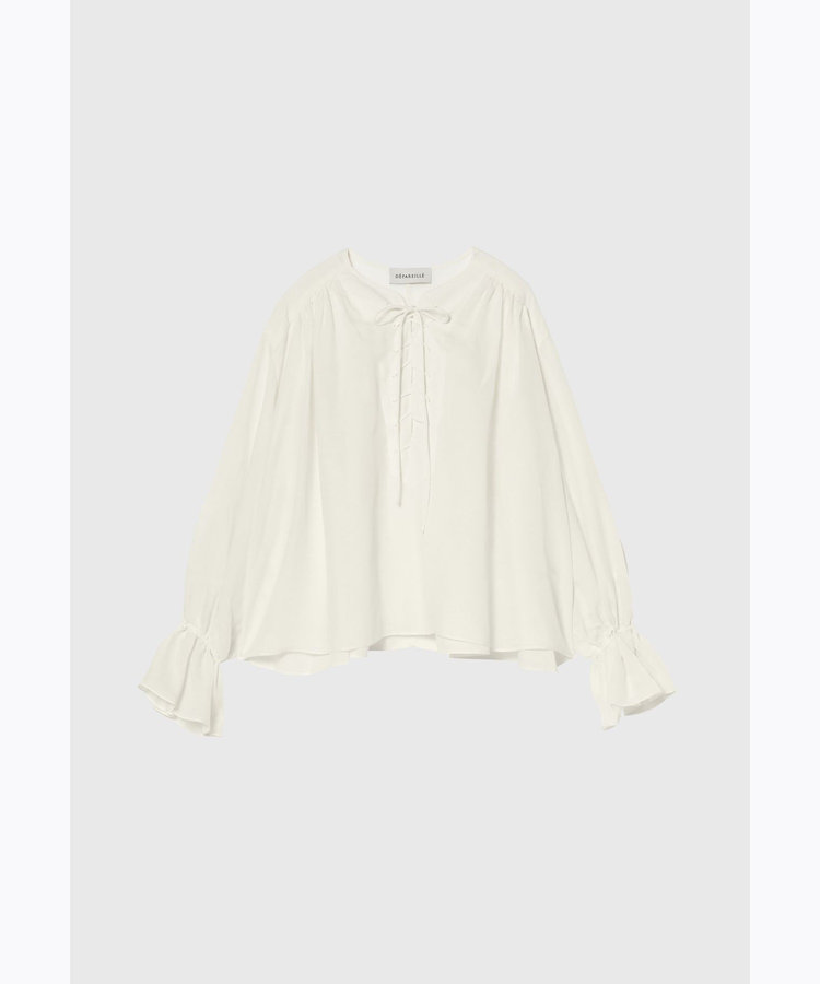 LINEN LACE UP BLOUSE / リネンレースアップブラウス