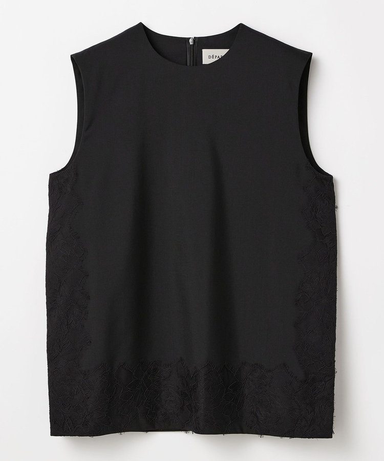 VISCORSE WOOL LACE SLEEVELESS BLOUSE / ヴィスコースウールレーススリーブレスブラウス
