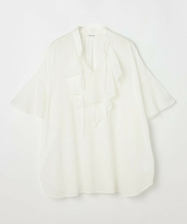 【大きいサイズ】feerique　ボイルクレープフリルブラウス