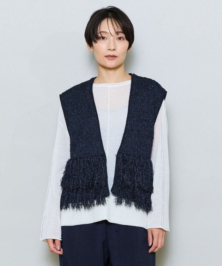 和紙モールフリンジニットベスト