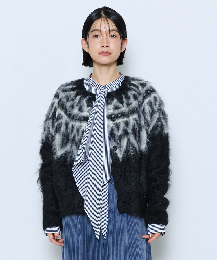 feerique モヘヤジャガードニットカーディガン
