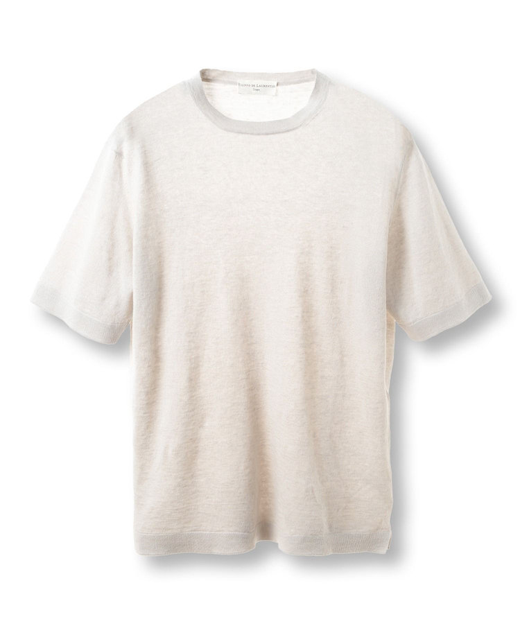 【FILIPPO DE LAURENTIIS/フィリッポ デ ローレンティス】綿麻ハイゲージニットTEE