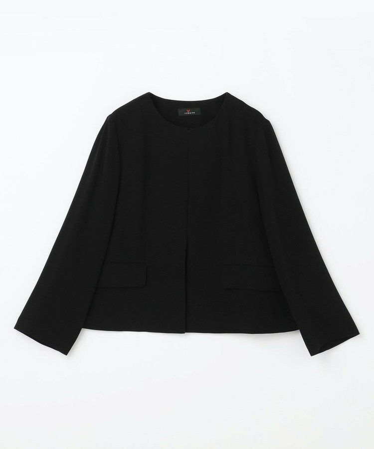 【大きいサイズ】バックサテンノーカラージャケット