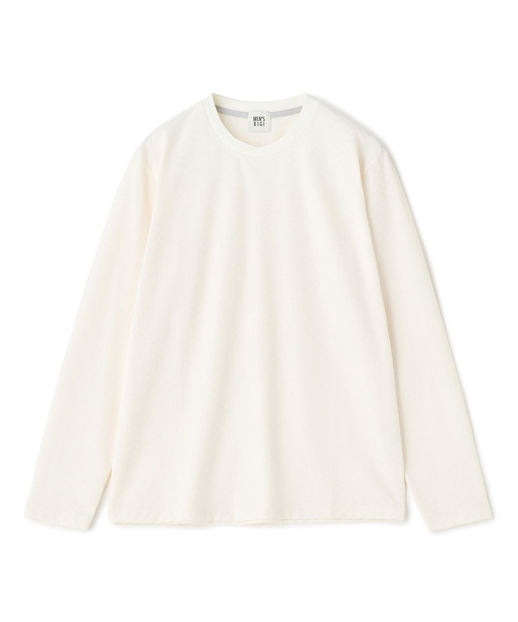 リンクスジャカード 変形クルーネックロングTシャツ［抗菌防臭］