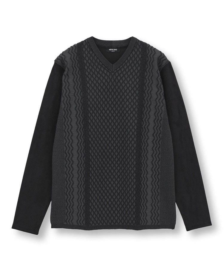 ニットコンビ フェイクスエード長袖Tシャツ