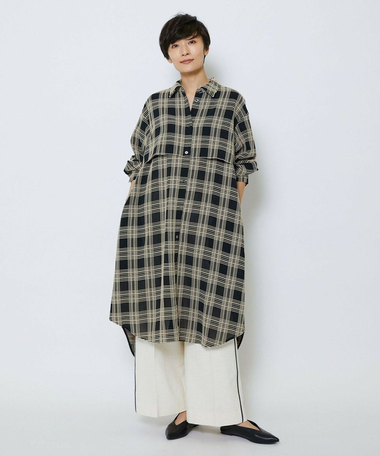 MOGA Collection ジョーゼットチェックシャツワンピース