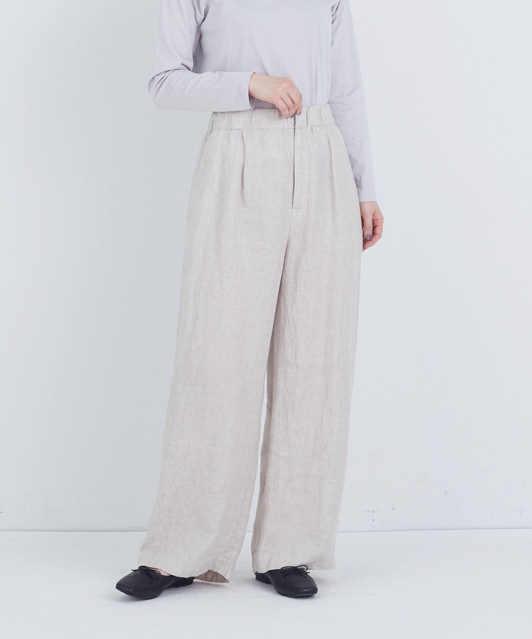 リネンワンタックストレートパンツ