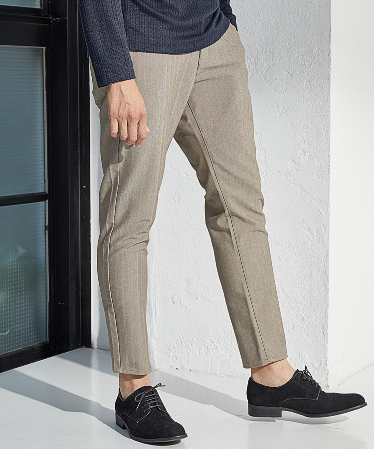 【EFFORTLESS】T/Cヘリンボンストレッチスラックス