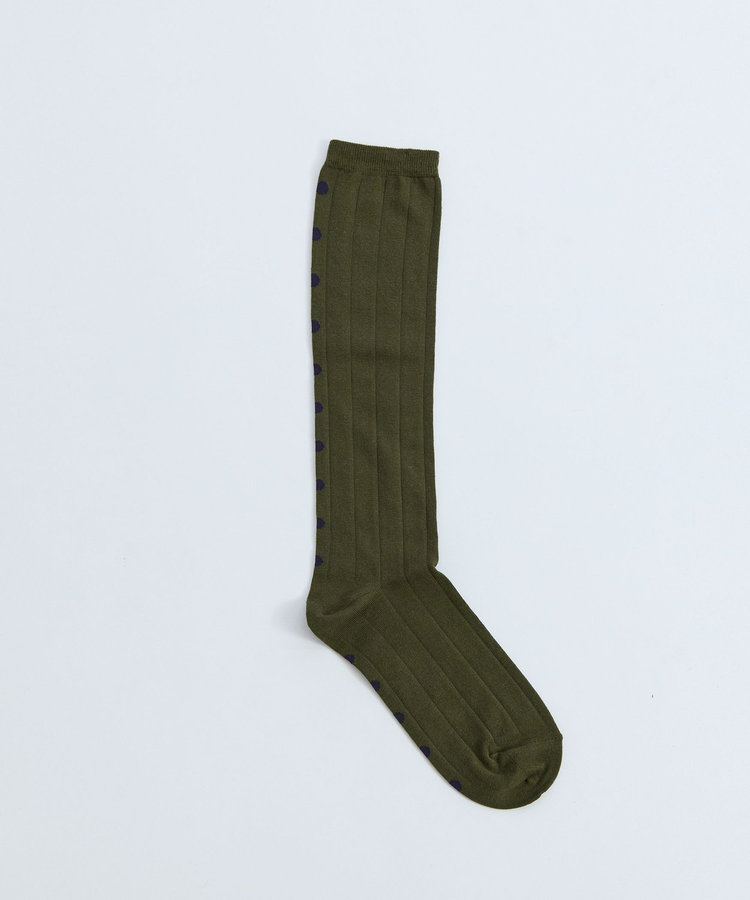 リブ風バックドットハイソックス