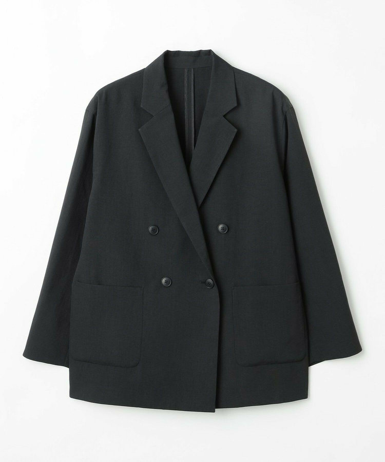 【大きいサイズ】ポリエステルワッシャーダブルブレストボクシージャケット