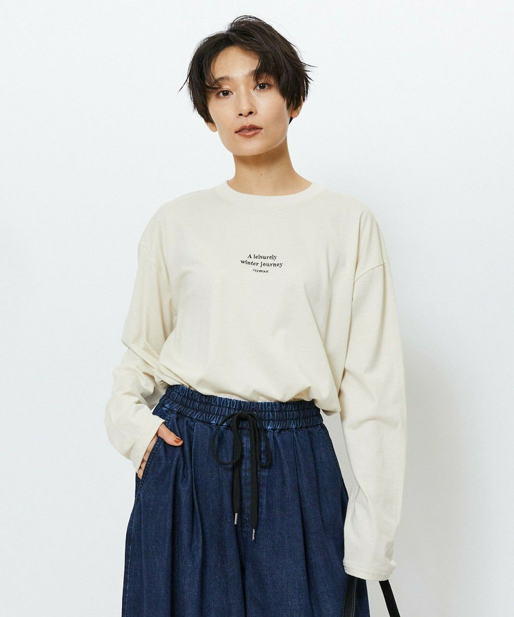 feerique　刺繍ロゴラウンドヘムプルオーバー