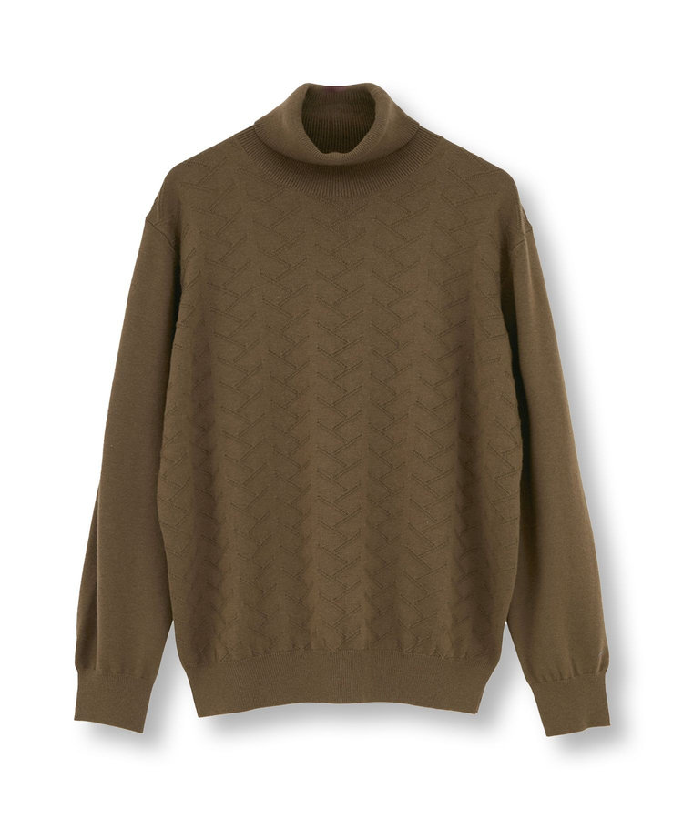 【ACTIVE TAILOR/アクティブテイラー】12Gジャカードタートルネックニット