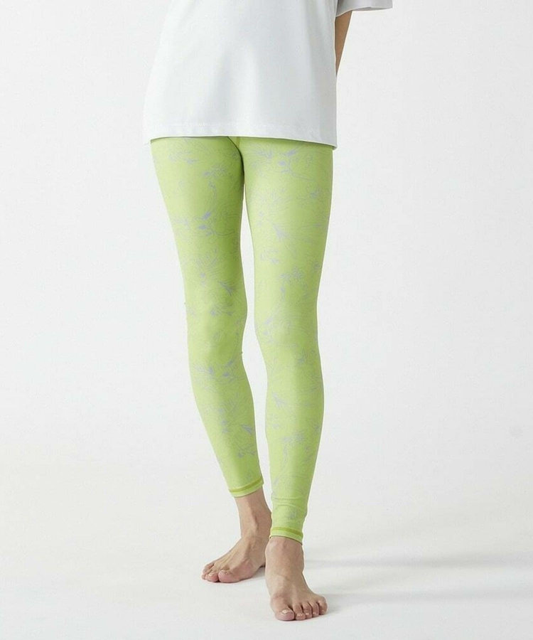 Line Flowerプリントスーパーハイレギンス/水着・UVカット・水陸両用・吸汗速乾・ホットヨガ対応・耐塩素