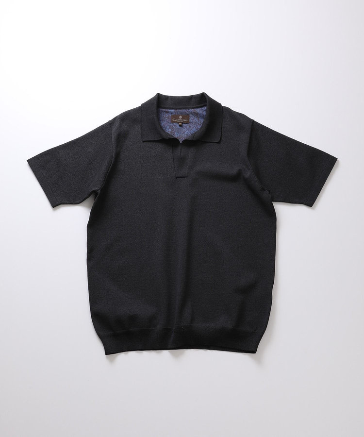 LIBERTYプリントスキッパーニットポロシャツ