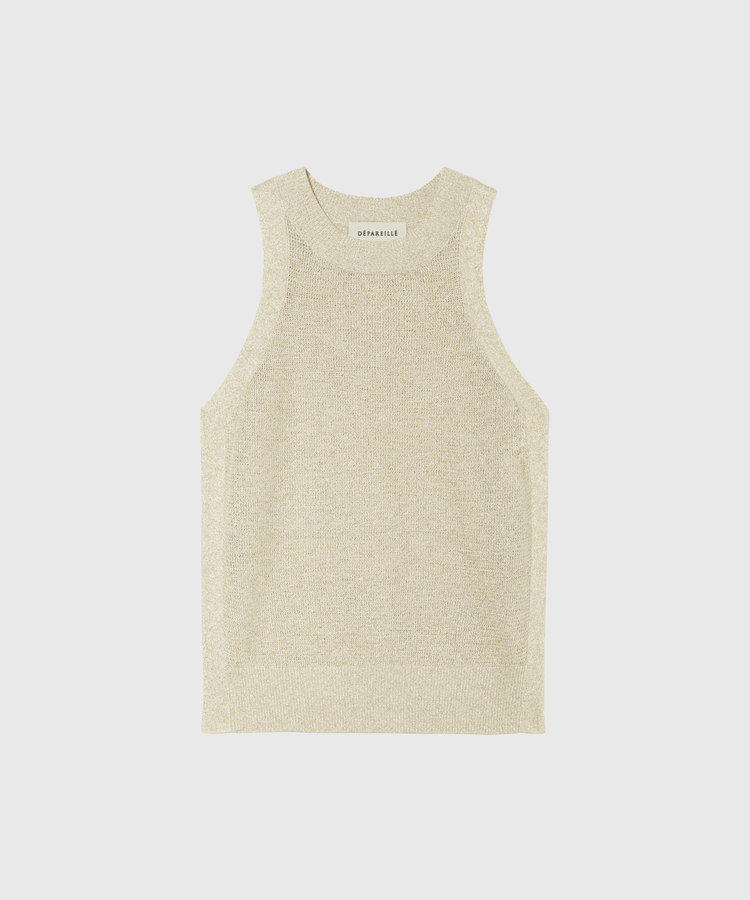 VISCOSE LAME SLEEVELESS TOPS / ヴィスコースラメスリーブレストップス