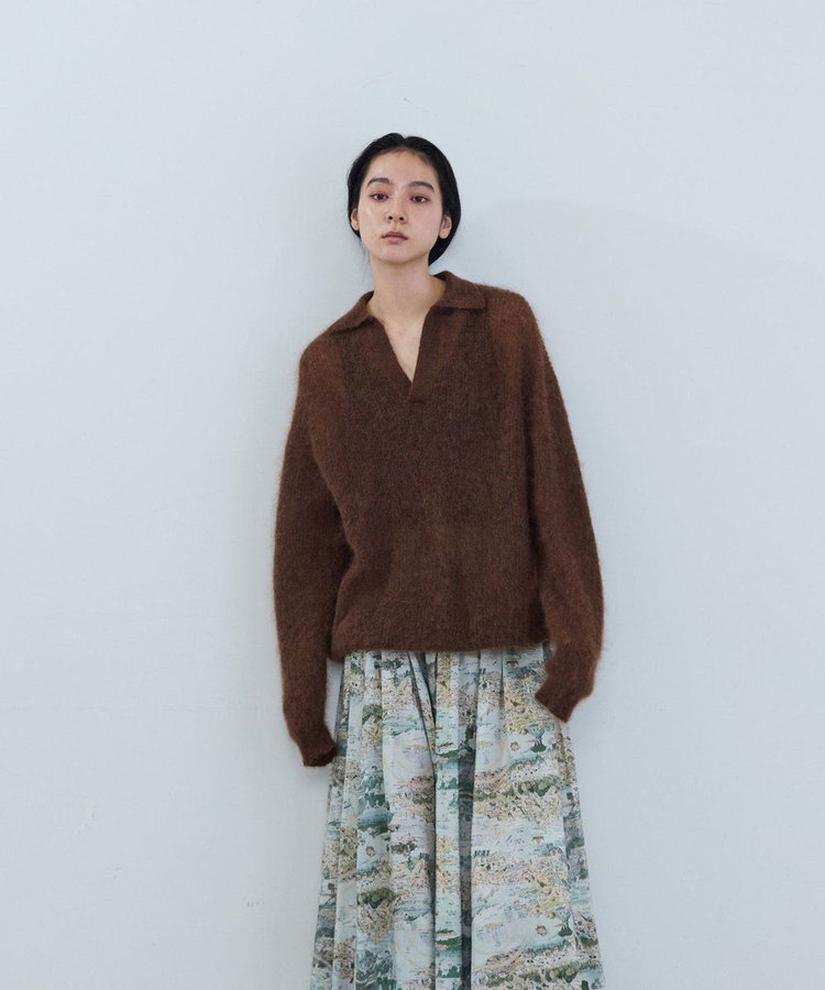 《石上美津江さんコラボ》キッドモヘア片畦ポロニット