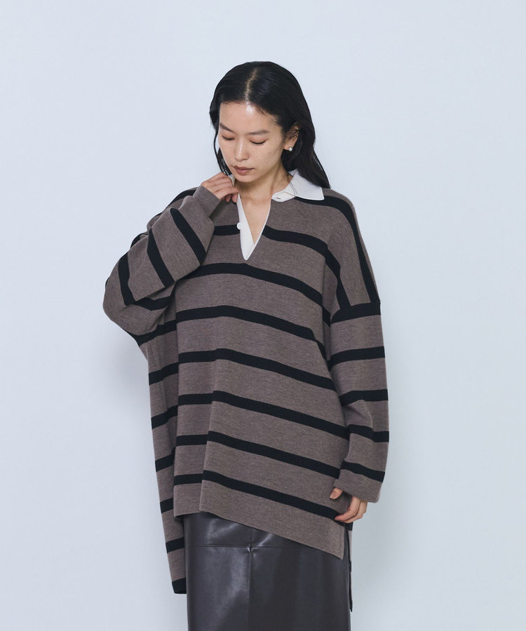 ＜INSCRIRE/アンスクリア＞"Rugby Shirt"ニットシャツ