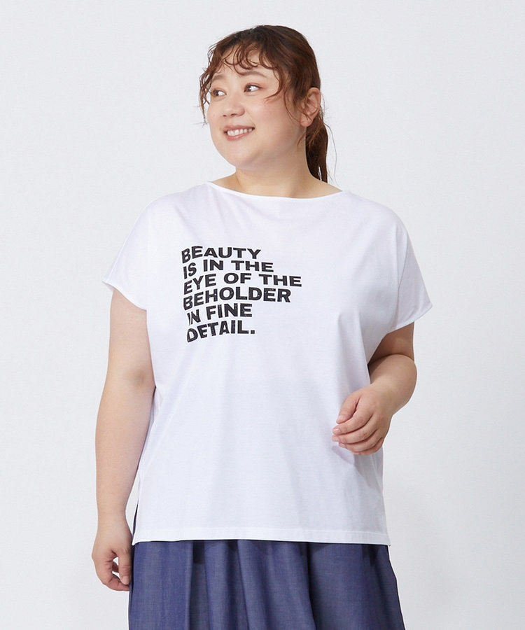 【大きいサイズ】ハイゲージ天竺ロゴプリントTシャツ