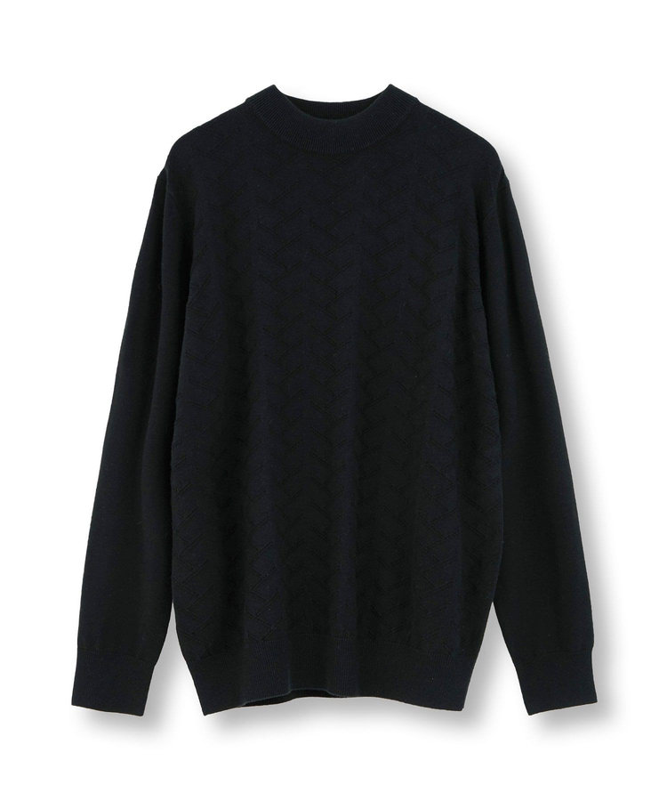 【ACTIVE TAILOR/アクティブテイラー】12Gジャカードモックネックニット