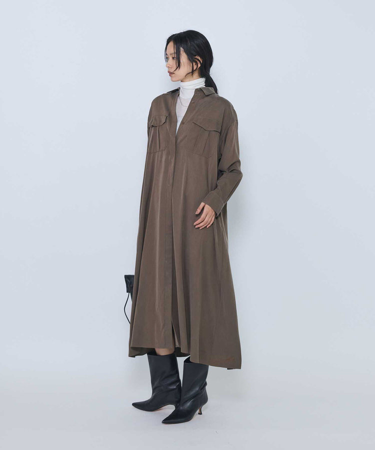 キュプラナイロンピーチシャツワンピース