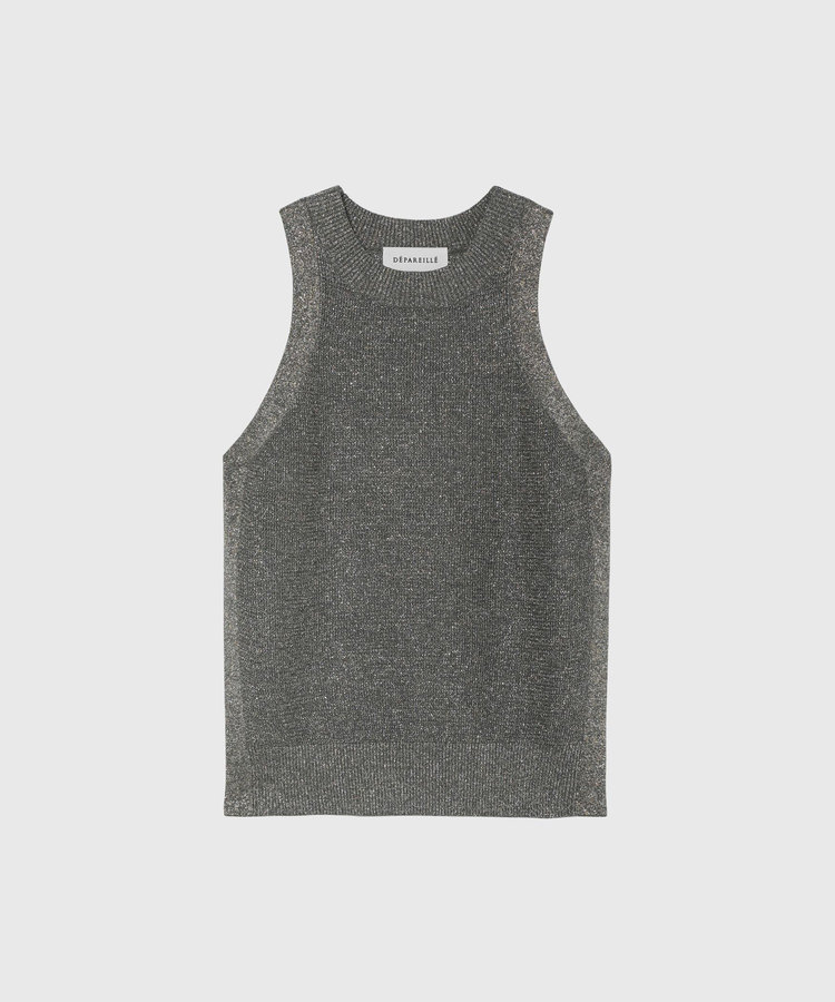 VISCOSE LAME SLEEVELESS TOPS / ヴィスコースラメスリーブレストップス