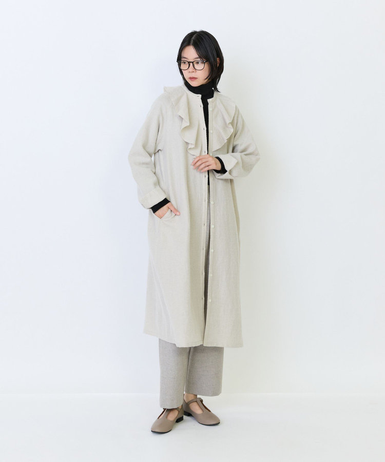 フロントドレープシャツワンピース