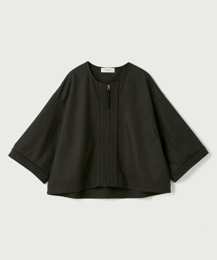【大きいサイズ】feerique ウールライクニットツイルコクーンシルエットプルオーバー