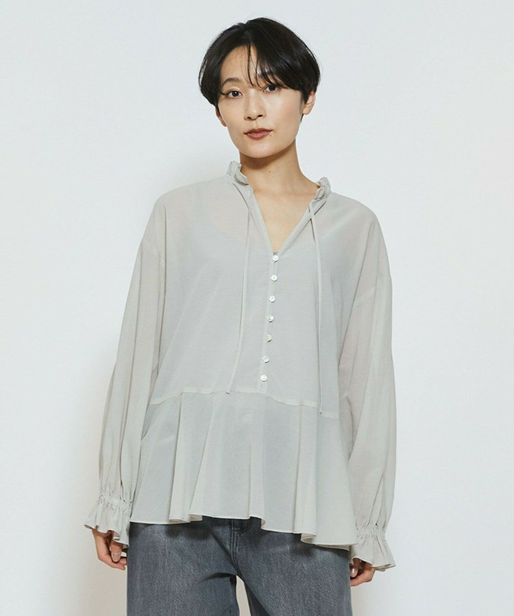 feerique コットンポリシフォンAラインシルエットブラウス