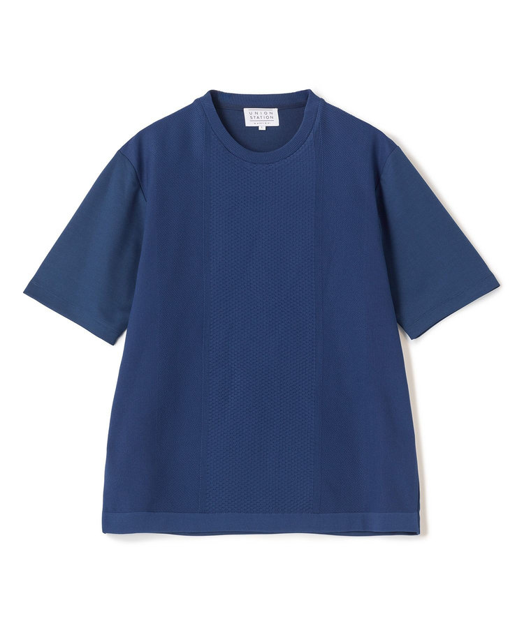 ニット×ポンチコンビハーフスリーブTシャツ＜ストレッチ・マシンウォッシャブル＞
