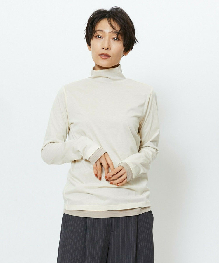 feerique シアー天竺配色ハイネックプルオーバー