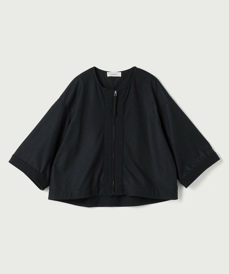 【大きいサイズ】feerique ウールライクニットツイルコクーンシルエットプルオーバー