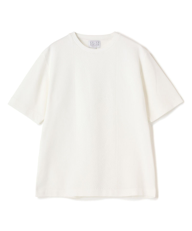 ニット×ポンチコンビハーフスリーブTシャツ＜ストレッチ・マシンウォッシャブル＞
