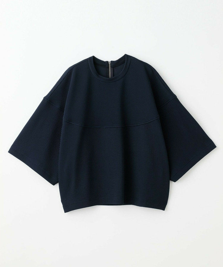 【大きいサイズ】feerique　キルトストライプコクーンシルエットプルオーバー