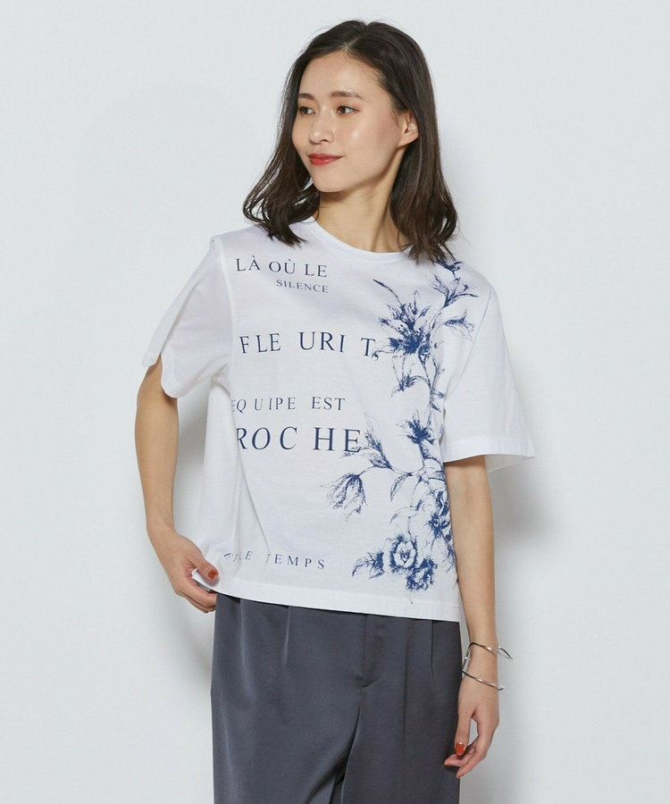 60/2シルケット天竺フラワーロゴプリントTシャツ