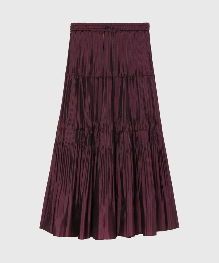 SILK POLY TIERED PLEATS SKIRT / シルクポリティアードプリーツスカート