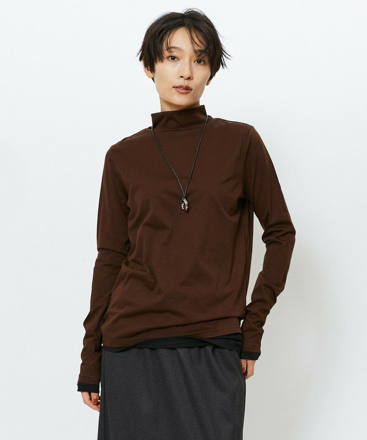 feerique シアー天竺配色ハイネックプルオーバー