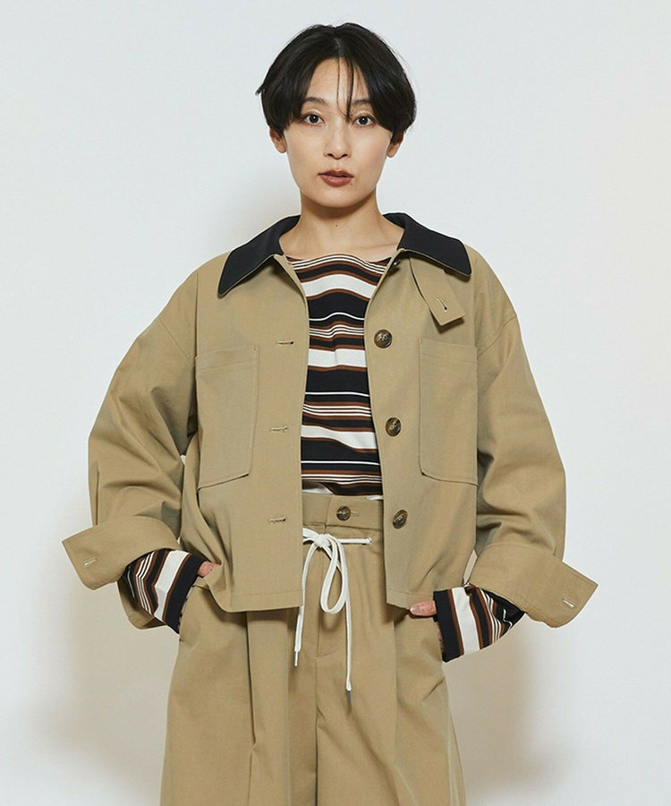 feerique ポリエステルツイルワイドクロップドジャケット［セットアップ可能］